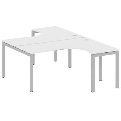 Metal System Quattro 5x5 50БП.РАС-СА-2.4 (Белый/Серый) Рабочая станция криволинейная на П-образном м/к