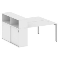 Metal System Quattro 5x5 50БП.РС-СШК-2.3 (Белый/Серый) Рабочая станция на П-образном м/кс опорным шкафом-купе