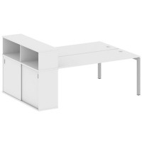 Metal System Quattro 5x5 50БП.РС-СШК-2.5 (Белый/Серый) Рабочая станция на П-образном м/к с опорным шкафом-купе