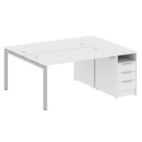 Metal System Quattro 5x5 50БП.РС-СТП-2.3 (Белый/Серый) Рабочая станция на П-образном м/к с опорной тумбой