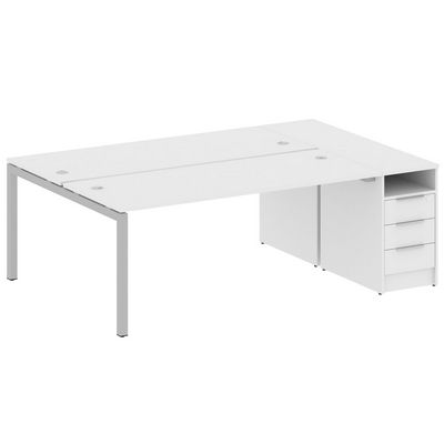 Metal System Quattro 5x5 50БП.РС-СТП-2.5 (Белый/Серый) Рабочая станция на П-образном м/к с опорной тумбой