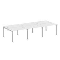 Metal System Quattro 5x5 50БП.СМ-6.2 (Белый/Серый) Рабочая станция на 6 раб.мест на П-образном м/к