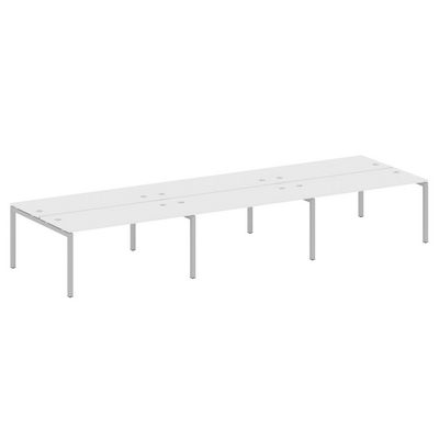 Metal System Quattro 5x5 50БП.СМ-6.4 (Белый/Серый) Рабочая станция на 6 раб.мест на П-образном м/к