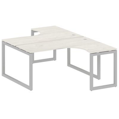 Metal System Quattro 5x5 50БО.РАС-СА-2.4 (Дуб наварра/Серый) Рабочая станция криволинейная на О-образном м/к