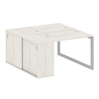 Metal System Quattro 5x5 50БО.РС-СШК-1.1 (Дуб наварра/Серый) Рабочая станция на О-образном м/к с опорным шкафом-купе