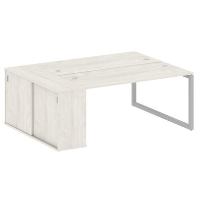 Metal System Quattro 5x5 50БО.РС-СШК-1.4 (Дуб наварра/Серый) Рабочая станция на О-образном м/к с опорным шкафом-купе