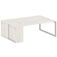 Metal System Quattro 5x5 50БО.РС-СШК-1.5 (Дуб наварра/Серый) Рабочая станция на О-образном м/к с опорным шкафом-купе