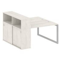 Metal System Quattro 5x5 50БО.РС-СШК-2.2 (Дуб наварра/Серый) Рабочая станция на О-образном м/к с опорным шкафом-купе