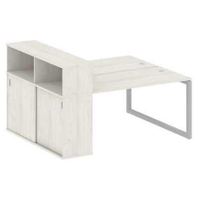 Metal System Quattro 5x5 50БО.РС-СШК-2.3 (Дуб наварра/Серый) Рабочая станция на О-образном м/к с опорным шкафом-купе