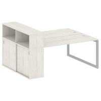 Metal System Quattro 5x5 50БО.РС-СШК-2.4 (Дуб наварра/Серый) Рабочая станция на О-образном м/к с опорным шкафом-купе