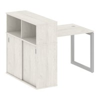 Metal System Quattro 5x5 50БО.РС-СШК-3.1 (Дуб наварра/Серый) Стол письменный на О-образном м/к с опорным шкафом-купе