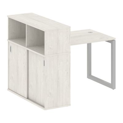 Metal System Quattro 5x5 50БО.РС-СШК-3.1 (Дуб наварра/Серый) Стол письменный на О-образном м/к с опорным шкафом-купе