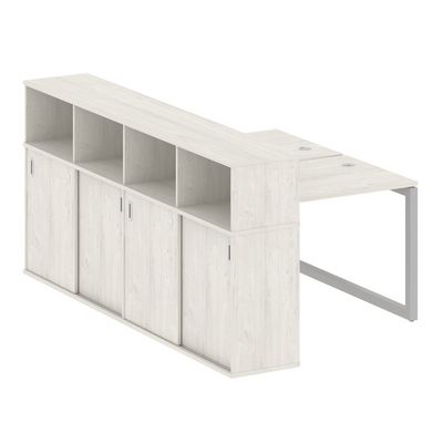 Метал Систем Куатро 5х5 50БО.РС-СШК-4.1 (Дуб наварра/Серый) Рабочая станция на О-образном м/к с опорным шкафом-купе