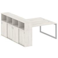 Metal System Quattro 5x5 50БО.РС-СШК-4.4 (Дуб наварра/Серый) Рабочая станция на О-образном м/к с опорным шкафом-купе