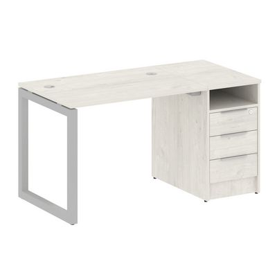 Metal System Quattro 5x5 50БО.РС-СТП-1.1 (Дуб наварра/Серый) Рабочая станция на О-образном м/к с опорной тумбой