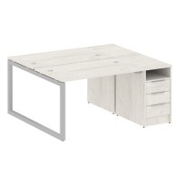 Metal System Quattro 5x5 50БО.РС-СТП-2.2 (Дуб наварра/Серый) Рабочая станция на О-образном м/к с опорной тумбой