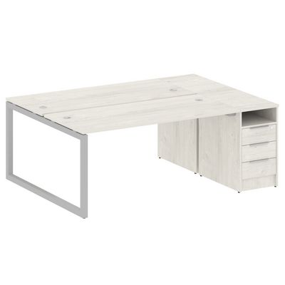 Metal System Quattro 5x5 50БО.РС-СТП-2.4 (Дуб наварра/Серый) Рабочая станция на О-образном м/к с опорной тумбой