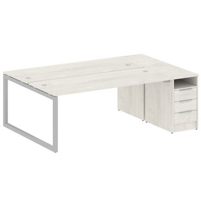 Metal System Quattro 5x5 50БО.РС-СТП-2.5 (Дуб наварра/Серый) Рабочая станция на О-образном м/к с опорной тумбой