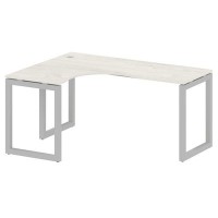 Metal System Quattro 5x5 50БО.СА-4 Л (Дуб наварра/Серый) Стол криволинейный левый на О-образном м/к