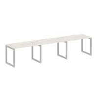 Metal System Quattro 5x5 50БО.СМ-3.2 (Дуб наварра/Серый) Рабочая станция на 3 раб.места на О-образном м/к