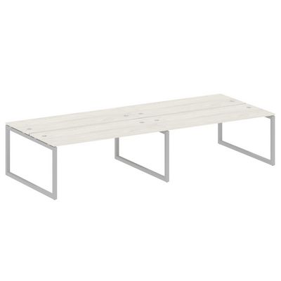 Metal System Quattro 5x5 50БО.СМ-4.5 (Дуб наварра/Серый) Рабочая станция на 4 раб.места на О-образном м/к