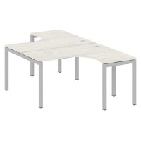 Metal System Quattro 5x5 50БП.РАС-СА-2.3 (Дуб наварра/Серый) Рабочая станция криволинейная на П-образном м/к