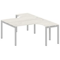 Metal System Quattro 5x5 50БП.РАС-СА-2.4 (Дуб наварра/Серый) Рабочая станция криволинейная на П-образном м/к