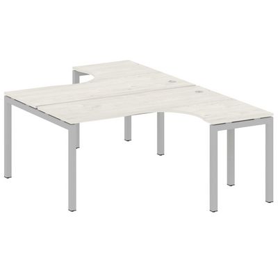 Metal System Quattro 5x5 50БП.РАС-СА-2.4 (Дуб наварра/Серый) Рабочая станция криволинейная на П-образном м/к