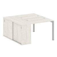 Metal System Quattro 5x5 50БП.РС-СШК-1.1 (Дуб наварра/Серый) Рабочая станция на П-образном м/к с опорным шкафом-купе