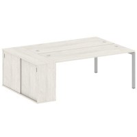 Metal System Quattro 5x5 50БП.РС-СШК-1.5 (Дуб наварра/Серый) Рабочая станция на П-образном м/к с опорным шкафом-купе