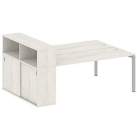 Metal System Quattro 5x5 50БП.РС-СШК-2.5 (Дуб наварра/Серый) Рабочая станция на П-образном м/к с опорным шкафом-купе