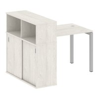Metal System Quattro 5x5 50БП.РС-СШК-3.1 (Дуб наварра/Серый) Стол письменный на П-образном м/к с опорным шкафом-купе