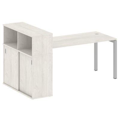 Metal System Quattro 5x5 50БП.РС-СШК-3.4 (Дуб наварра/Серый) Стол письменный на П-образном м/к с опорным шкафом-купе