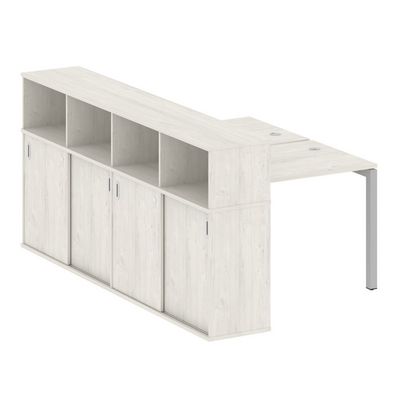 Metal System Quattro 5x5 50БП.РС-СШК-4.1 (Дуб наварра/Серый) Рабочая станция на П-образном м/к с опорным шкафом-купе