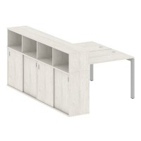 Metal System Quattro 5x5 50БП.РС-СШК-4.2 (Дуб наварра/Серый) Рабочая станция на П-образном м/к с опорным шкафом-купе