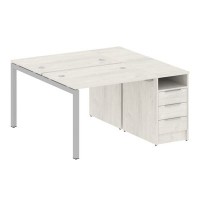 Metal System Quattro 5x5 50БП.РС-СТП-2.1 (Дуб наварра/Серый) Рабочая станция на П-образном м/к с опорной тумбой