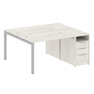 Metal System Quattro 5x5 50БП.РС-СТП-2.2 (Дуб наварра/Серый) Рабочая станция на П-образном м/к с опорной тумбой