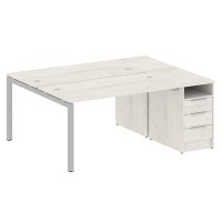 Metal System Quattro 5x5 50БП.РС-СТП-2.3 (Дуб наварра/Серый) Рабочая станция на П-образном м/к с опорной тумбой