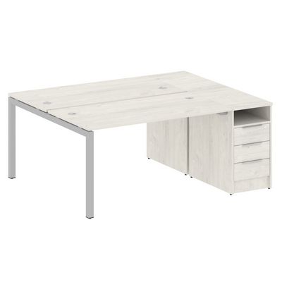 Metal System Quattro 5x5 50БП.РС-СТП-2.3 (Дуб наварра/Серый) Рабочая станция на П-образном м/к с опорной тумбой