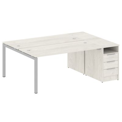 Metal System Quattro 5x5 50БП.РС-СТП-2.4 (Дуб наварра/Серый) Рабочая станция на П-образном м/к с опорной тумбой