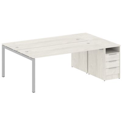 Metal System Quattro 5x5 50БП.РС-СТП-2.5 (Дуб наварра/Серый) Рабочая станция на П-образном м/к с опорной тумбой