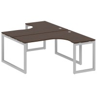 Metal System Quattro 5x5 50БО.РАС-СА-2.4 (Венге цаво/Серый) Рабочая станция криволинейная на О-образном м/к