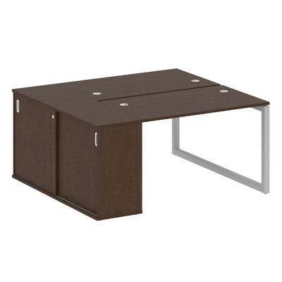 Metal System Quattro 5x5 50БО.РС-СШК-1.2 (Венге цаво/Серый) Рабочая станция на О-образном м/к с опорным шкафом-купе