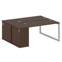 Metal System Quattro 5x5 50БО.РС-СШК-1.3 (Венге цаво/Серый) Рабочая станция на О-образном м/к с опорным шкафом-купе