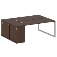 Metal System Quattro 5x5 50БО.РС-СШК-1.4 (Венге цаво/Серый) Рабочая станция на О-образном м/к с опорным шкафом-купе