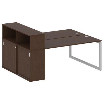 Metal System Quattro 5x5 50БО.РС-СШК-2.4 (Венге цаво/Серый) Рабочая станция на О-образном м/к с опорным шкафом-купе