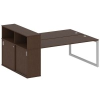 Metal System Quattro 5x5 50БО.РС-СШК-2.5 (Венге цаво/Серый) Рабочая станция на О-образном м/к с опорным шкафом-купе