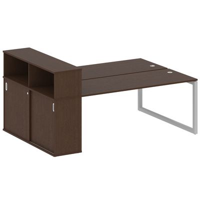 Metal System Quattro 5x5 50БО.РС-СШК-2.5 (Венге цаво/Серый) Рабочая станция на О-образном м/к с опорным шкафом-купе