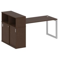 Metal System Quattro 5x5 50БО.РС-СШК-3.4 (Венге цаво/Серый) Стол письменный на О-образном м/к с опорным шкафом-купе