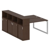 Metal System Quattro 5x5 50БО.РС-СШК-4.3 (Венге цаво/Серый) Рабочая станция на О-образном м/к с опорным шкафом-купе